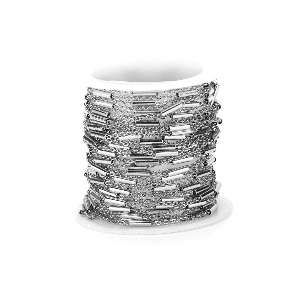 Steel Metal Jewelry Chain Stainless Steel Jewelry Making Chain Tube Beads Chain  Necklace