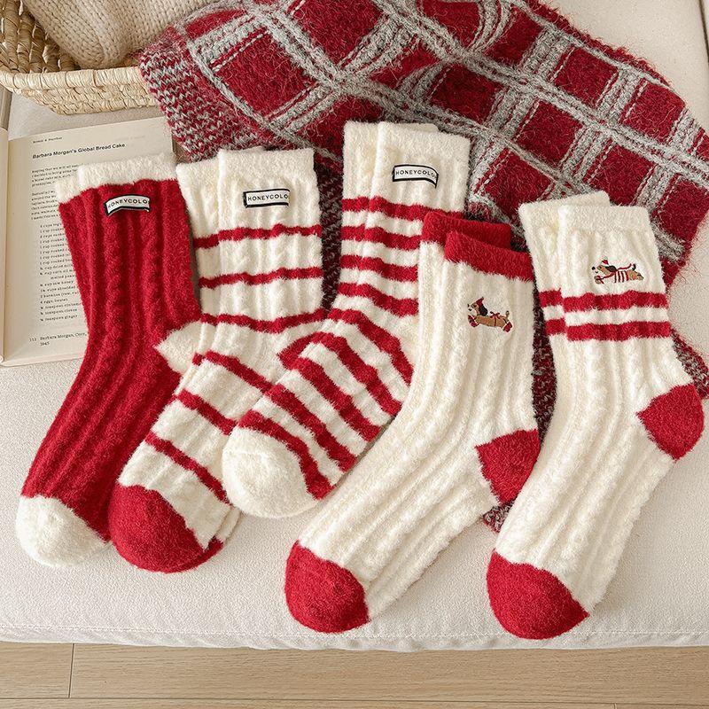 Autumn and Winter Socks Thickened Thermal Socks Christmas Plush Home Sleeping Socks