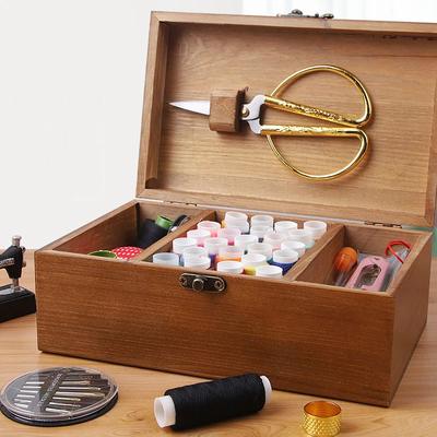 Nähkasten aus Holz Organizer - Mehrfachfach-Aufbewahrung für Nadeln, Garn & DIY Bastelwerkzeuge