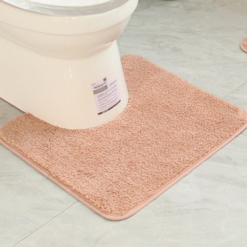 Thickened U-Shaped Non-Slip Absorbent Toilet Mat - Dirt-Resistant Bathroom and Bedside Carpet