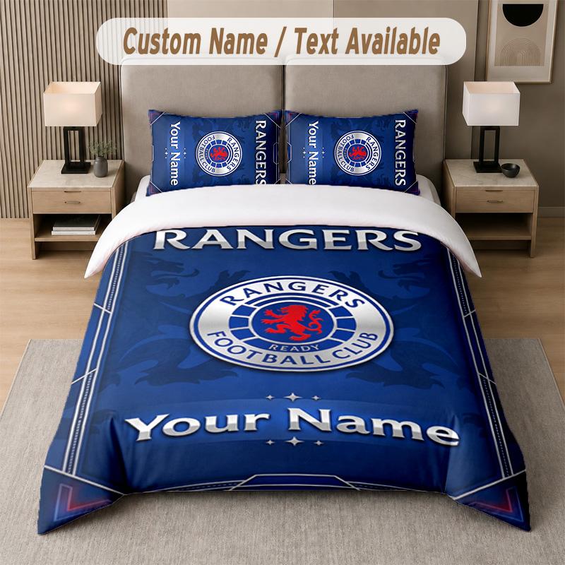 Rangers FC Design Bedding Set Custom Text 1 Duvet Cover & 2 Pillow Cases
