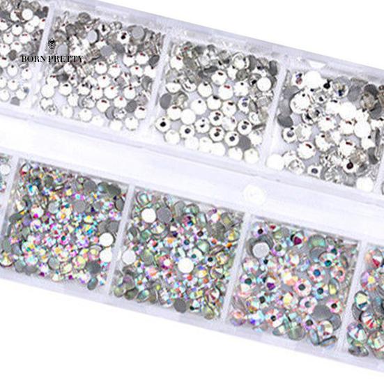 12 Grids Glitter Nails Ornaments Transparent Flat Rhinestone Mixed Shiny Jewelry Manicure Decor