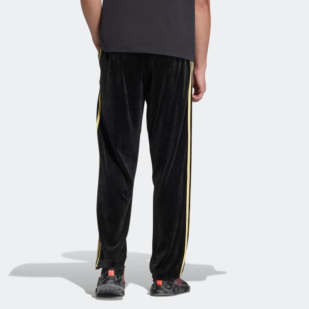 Adidas Originals Clover Velour Pants With Striped Embroidered Logo Men Bottoms Black HR3443