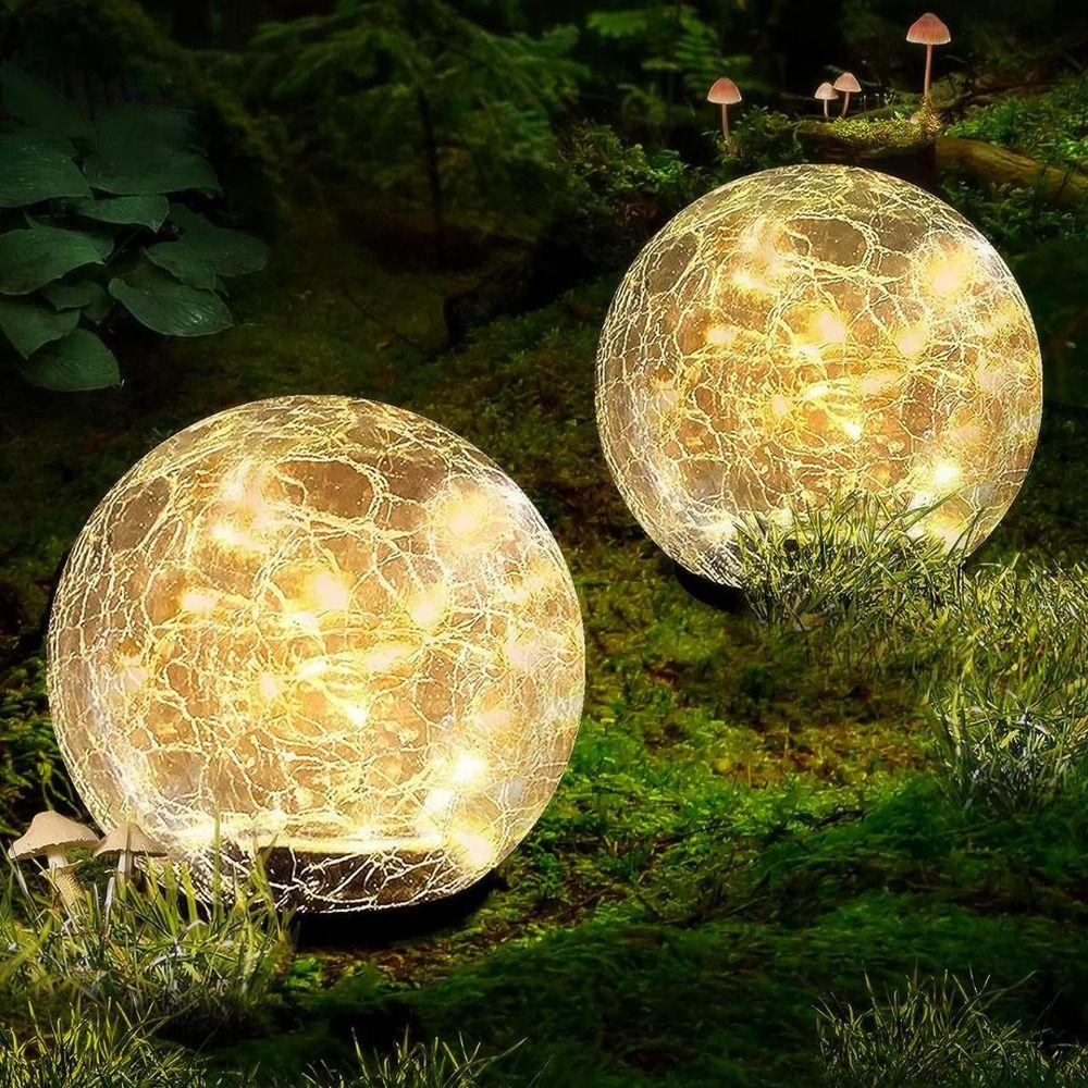 Waterproof Solar Globes Cracked Glass Solar Energy Solar Lights Light Control Warm and Colorful Light Globe Lights Path