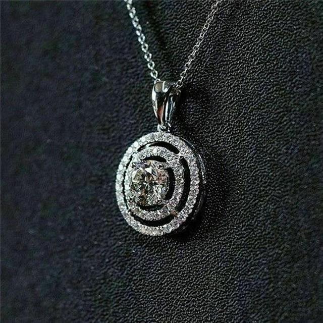 

Новое высококачественное серебряное ожерелье, женская мода, круглый круглый кулон, нежные женские аксессуары, свадебные трендовые ювелирные изделия 45cm