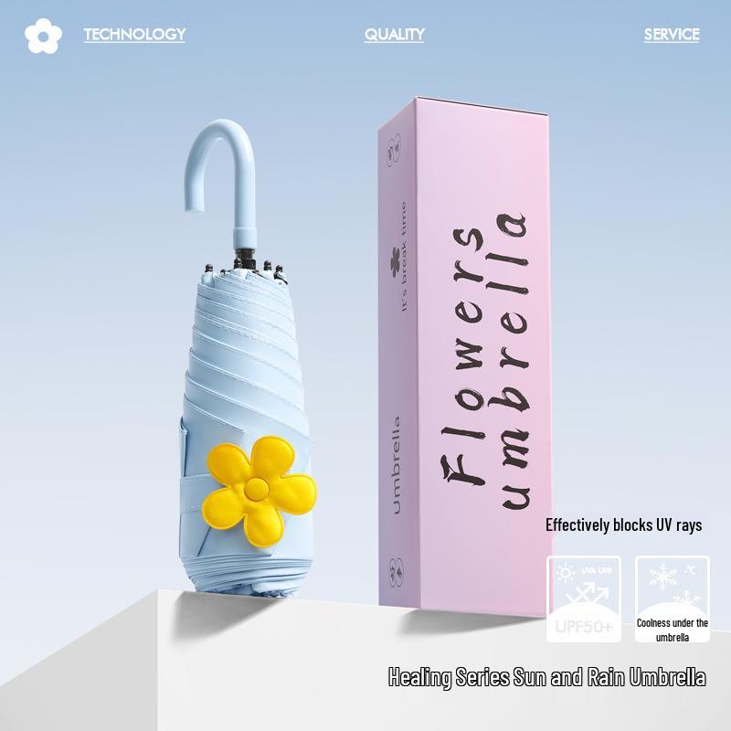 

Xiaohongshu Women s Dual-Use Mini Compact Umbrella - Sun Protection & Anti-UV, Sunshade & Rain Ready, Portable Five-Fold Design.