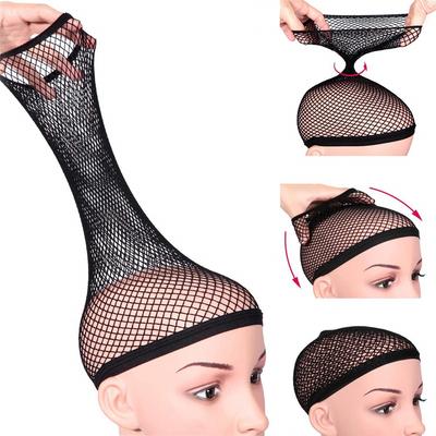 Wig Net Cap For Long & Thick Hair – Women's Elastic Fishnet Wig Cap, Breathable Nylon, 46-67cm Stretch – 3/5/8 Packs, Black/Beige