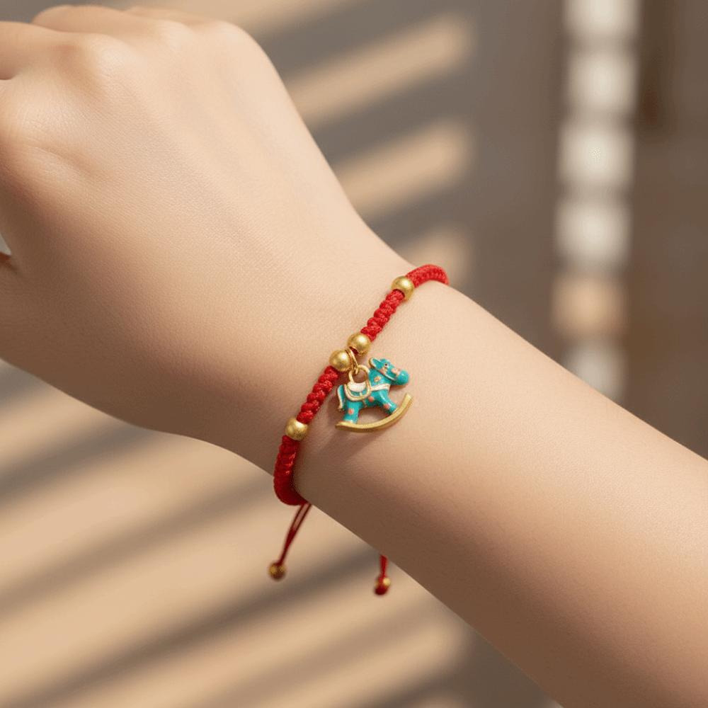 Fortune Horse Year Bracelet Chinese Style Red Rope Weave Bracelet Lucky Pony Red Rope Gift
