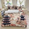 Sakura Double 3D Duvet Cover, Japanese Theme Cherry Blossoms Bedding Sets, Microfibre Quilt Cover Set And Pillowcases 50X75Cm