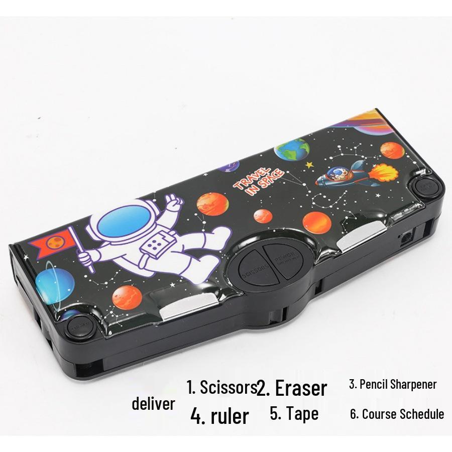 Upgraded 3-Layer Double-Sided Multi-Functional Pencil Box with 8-Piece Set for Kids