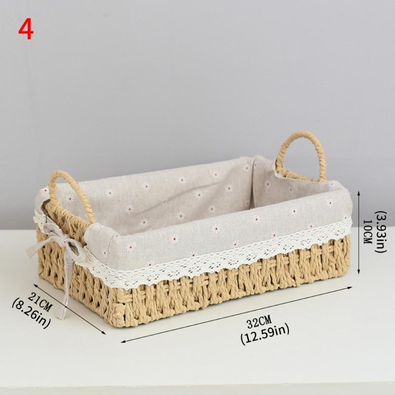Woven Storage Basket Handmade Paper Rope Basket Storage Bin Woven Organiser Box For Living Room Entryway Bedroom Dresser