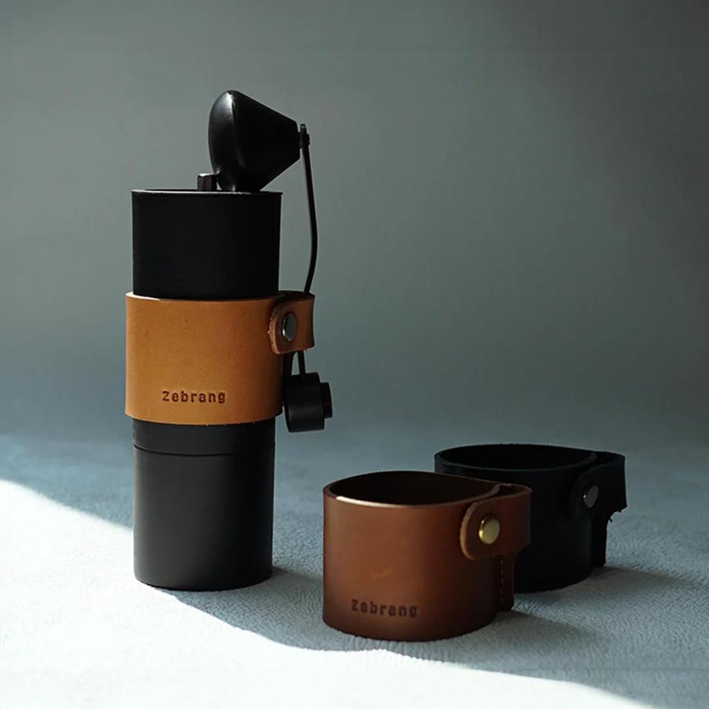 Zebrang Leather Handle Holder, Italian Leather, Brown, Cowhide, for Coffee Mills, ZB-LHH-BR, Made in Japan