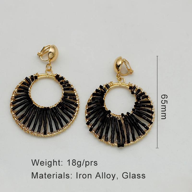 Unpierced Clip On Round Metal Dangle Earrings For Women Black Seed Beads Vintage Styles Fashion Zircon Wholesales Gifts 2023634