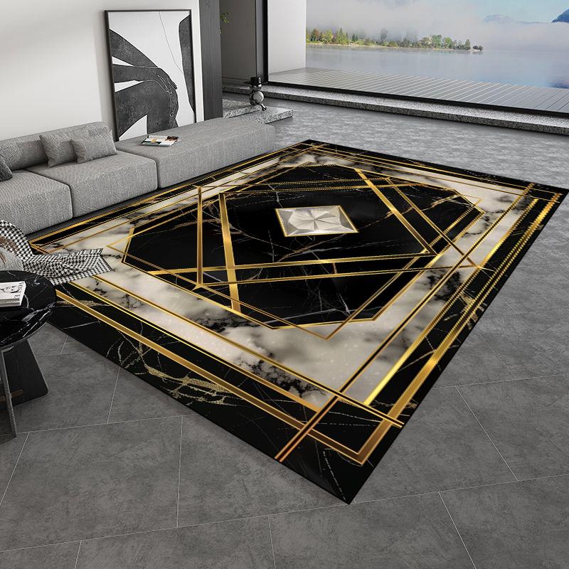 

European Style Retro Carpets Luxury Marble Gold Rug Living Room Sofa Area Floor Mat Hotel Decoration Hall Hallway Large Carpet 60*90cm