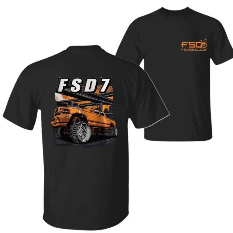 Diesel Truck T-Shirt, Orange Lifted Truck Street Scene Graphic T-Shirt XXXL