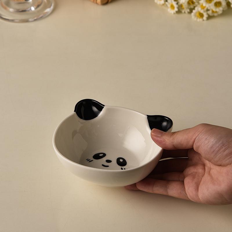 Panda Shaped Cute Steamed Egg Bowl,160ml Dipping Dish, Household Kitchen Supplies