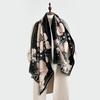 New plant flower scarf autumn and winter thickened retro oil painting scarf women's versatile imitation cashmere shawl