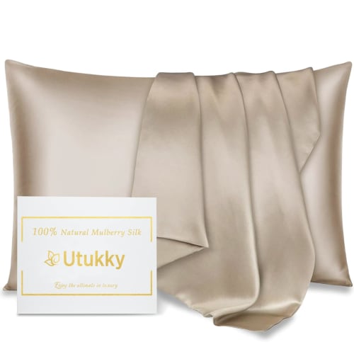 Utukky Silk Pillowcases [As Seen On TV] Cool-to-the-Touch Silk Pillowcases, Sizes 43 X 63 Cm, Washable, Envelope-Style Pillowcases, Double-Sided Silk