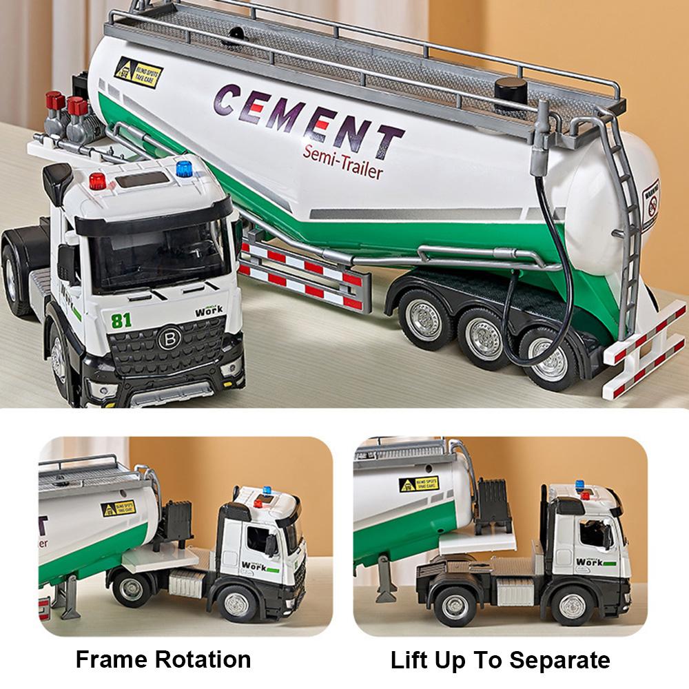 1/18 Powder Transport Car Model Diecasts Vehicle Model Toys with Light and Sound Alloy Transport Vehicle for Boy Christmas Gifts