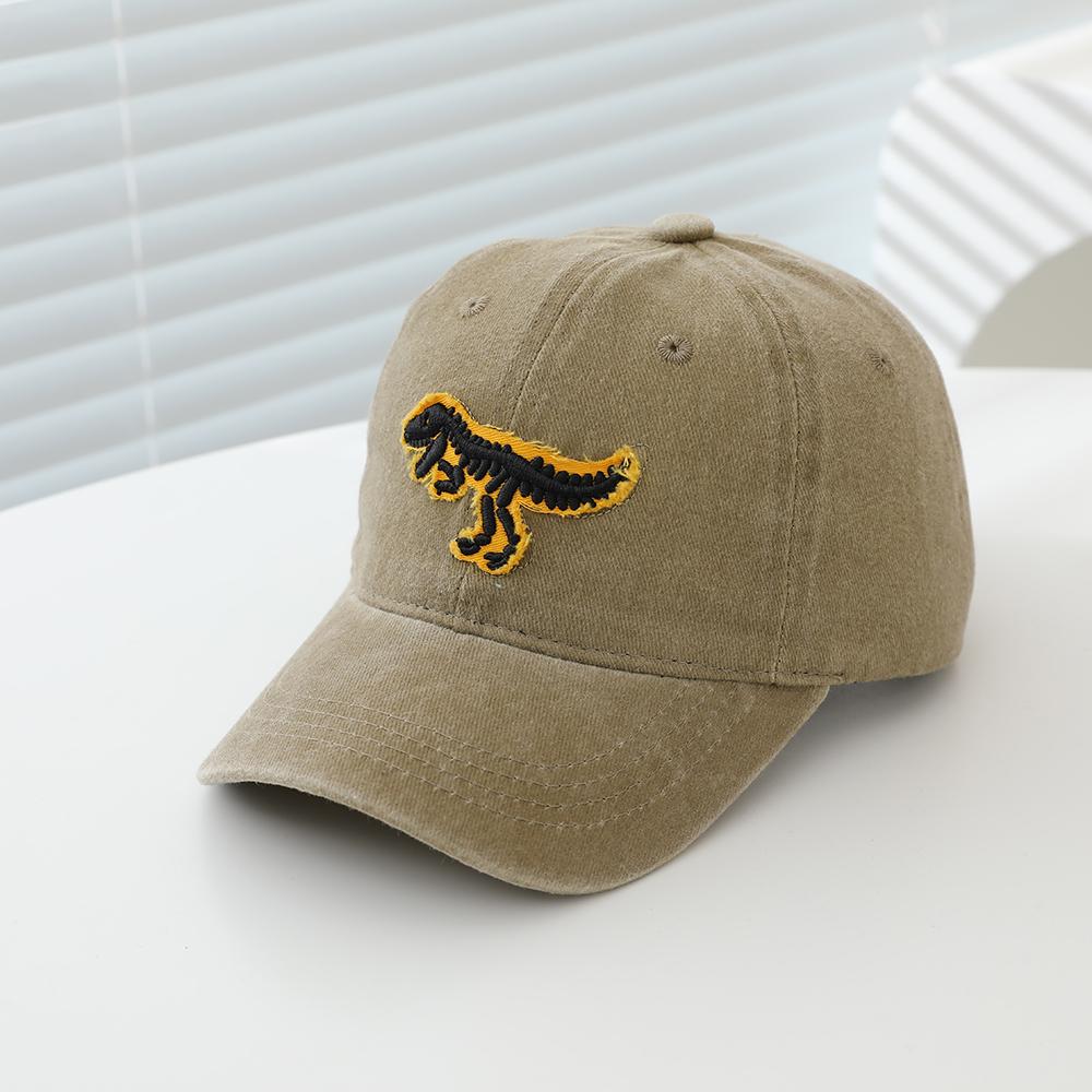 Solid-color patchwork embroidered dinosaur baseball cap, cotton, sweat-absorbent and breathable, casual baseball cap