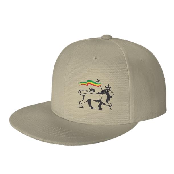 Rasta Lion Of Judah Flat Brim Baseball Cap Men'S And Women'S Adjustable Hat Black