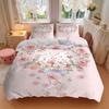 3-teiliges gestepptes Bettwäsche-Set mit Love Flowers & Bunnies-Druck - Weiche und bequeme Bettbezüge für Schlafzimmer, Gästezimmer und Wohnheime Dekorative Bettwäsche Se