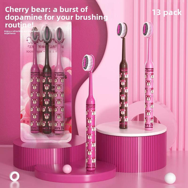 Strawberry Bear Mountain Toothbrush Toothbrush Protector Super Soft and Ultra Fine Adult Soft Brush,Suitable Sensitive People розовый