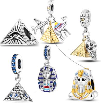 Pyramid Mum Dangle Charm Fit Pandora Bracelet Copper Cleopatra Pharaoh Charms Beads Pendant Copper Original Jewelry