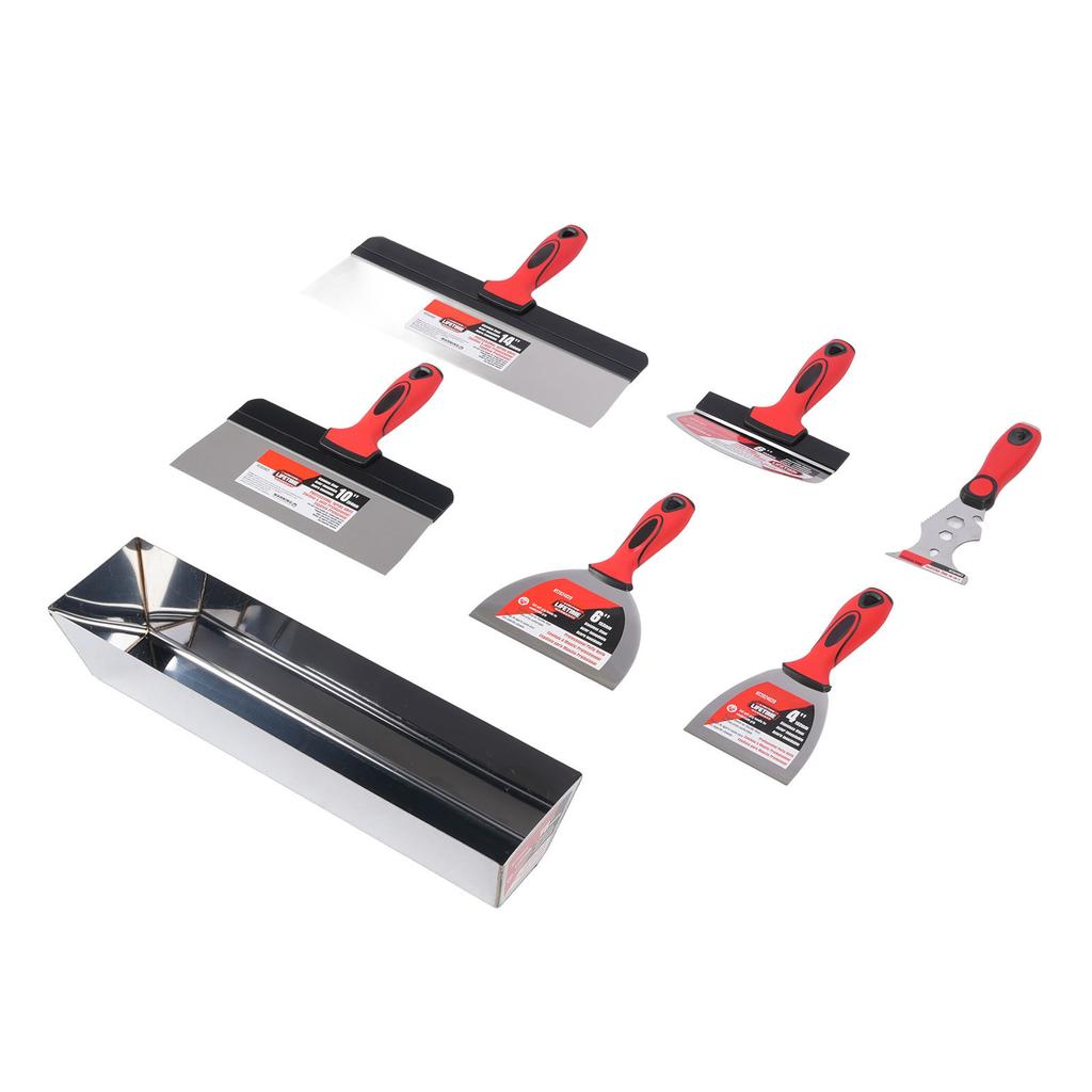 Kit Unelte de Mână pentru Gips-Carton Oțel Inoxidabil Spaclu Unelte pentru Aplicat Bandă Racletă pentru Vopsea Găleată 16 Inch Lopată pentru Găleată cu Noroi