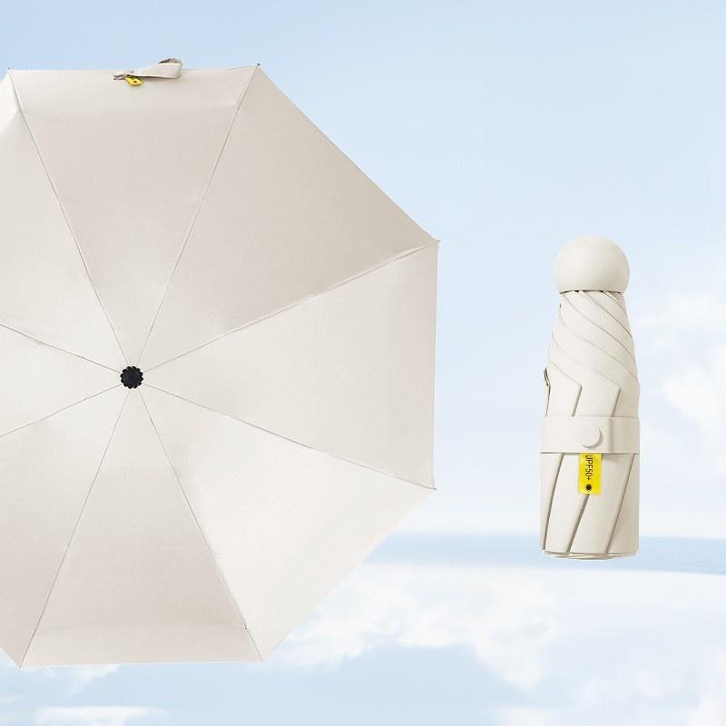 

Ultra-Light 5-Fold Umbrella Vinyl 8-Bone Parasol Protection Against Ultraviolet Sun Umbrella Rain Dual-Purpose Folding Pocket Iron&8K белый