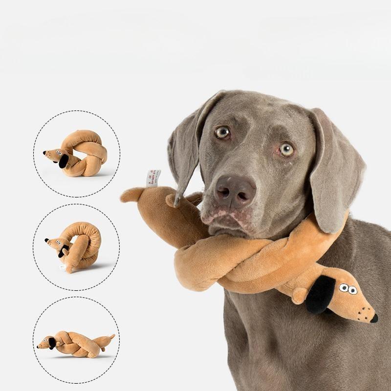 Pet Plush Toy Long Pillow High Quality Stuffed Soft Dog Plush Toys Bite Resistant Sound Puppy squeaky Sausage Dogs Toys Supplies