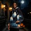 Męska bluza z kapturem z nadrukiem na Halloween, bluza z długim rękawem