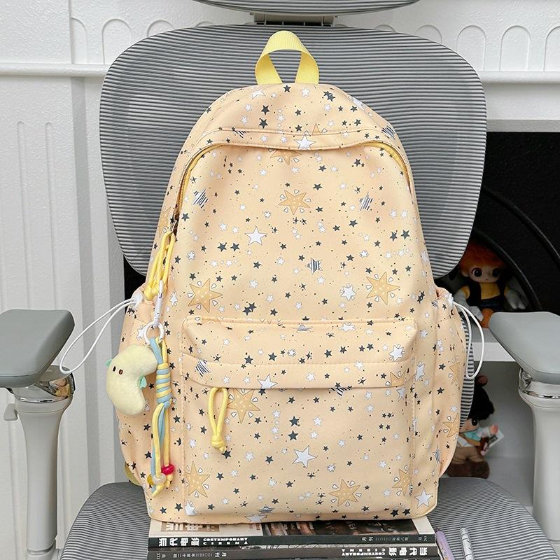 Schoolbag niche ins Mori backpack women's large-capacity junior high school high school student schoolbag Korean version ultra-light star printed