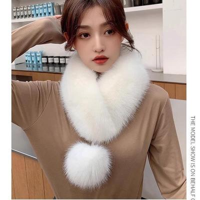 Women's Double-Sided Faux Fox Fur Scarf – Thick, Warm, and Versatile for Winter