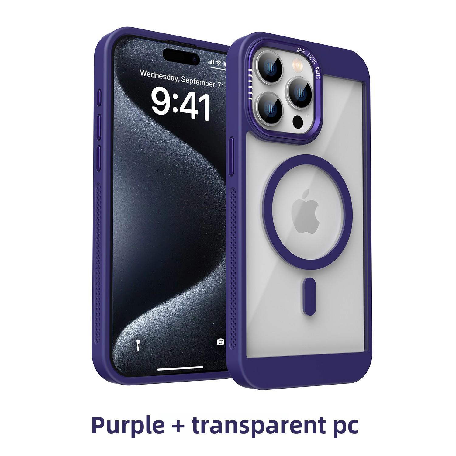 

Luxury Magnetic Frame Bumper Case For iPhone 17 16 15 14 13 12 11 Pro Max Plus For Magsafe Acrylic Translucency Protection Cover iPhone 13 Pro Max темно-фіолетовий колір