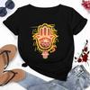 Camisetas con estampado de la mano de Fátima de Hamasa para mujer, camisetas Unisex Harajuku de la mano de Hamsa de la suerte, camisetas negras de manga corta para verano para mujer