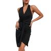 Summer women's irregular hip skirt backless solid color dress