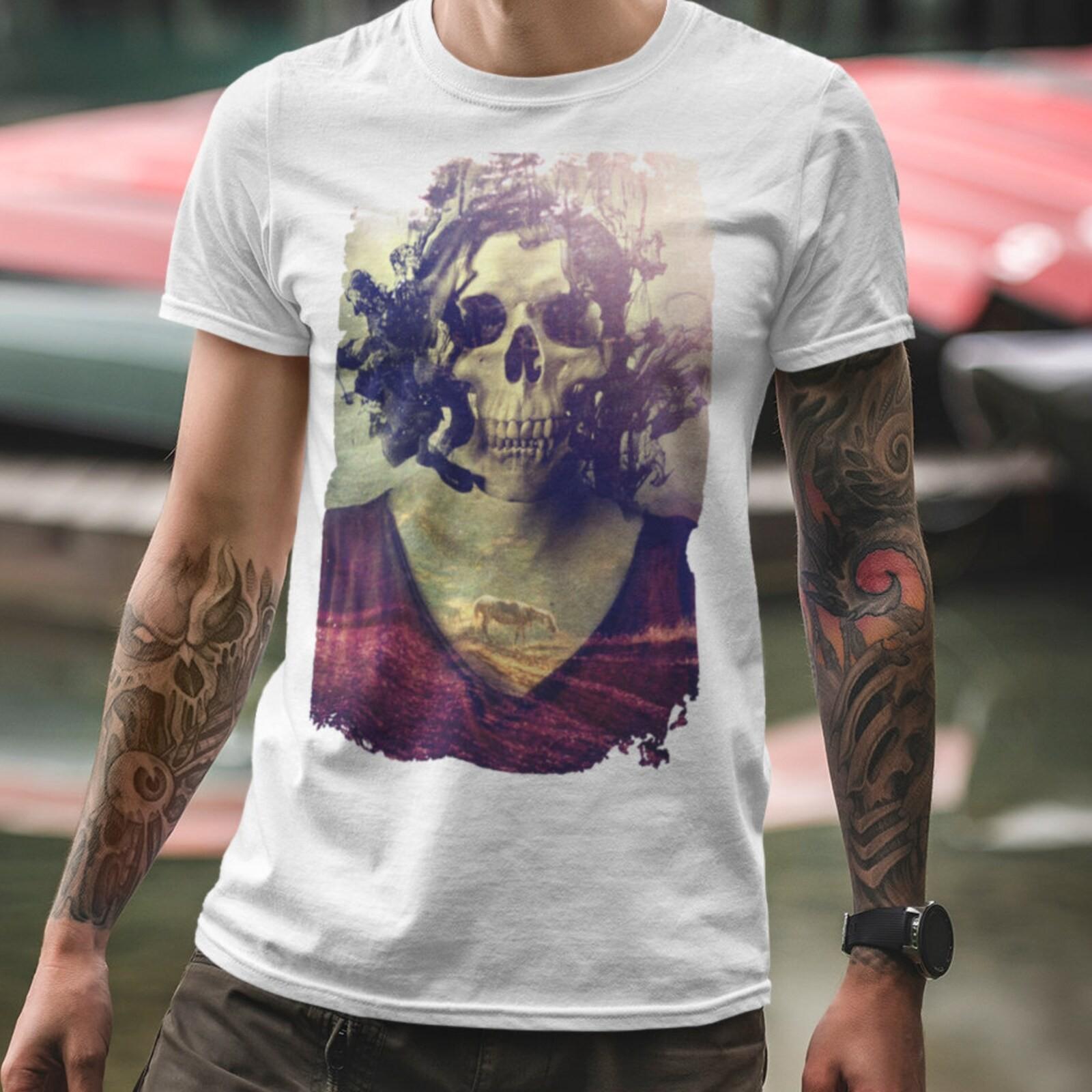 #26 Gothic Skull Men s T-shirt, Skull Art Print Mens T shirt, Sugar Skull Gift F S