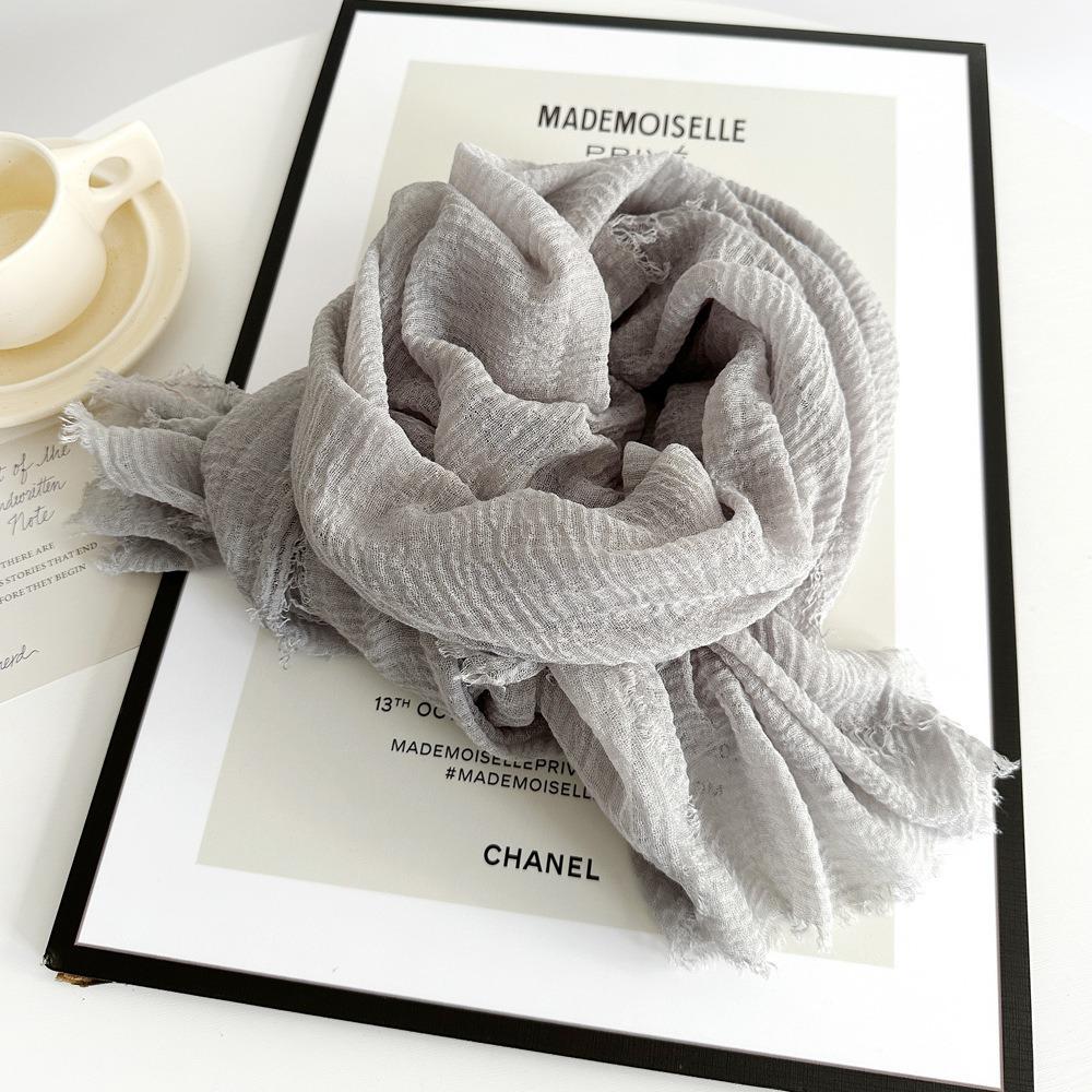 Vreovor Solid Color Scarves Autumn Winter Women'S Retro Monochrome Medium Length Decorative Long Shawls