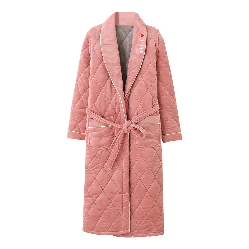 Extra Long Winter Couple's Robe: Thick Quilted Velvet Bathrobe for Men & Women