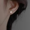 S925 Silver Asymmetric Cute Space Astronaut Planet Opal Stud Earrings For Women Silver Color Lovely Simple Ear Piercing Jewelry