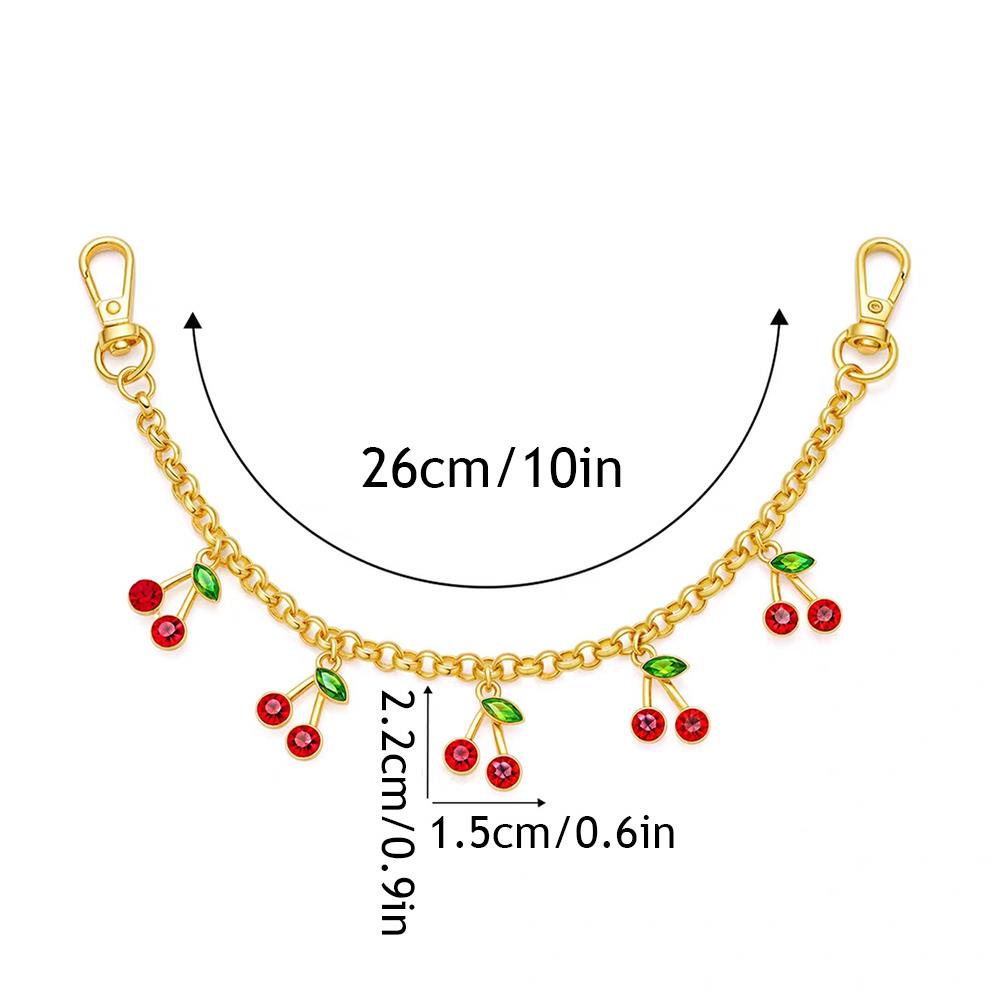 HOT Cherry Strawberry Pendant Girl's Bag Charms Sweet Layered Metal Chain Accessories For HandbagsTote Hanging Ornaments 2025