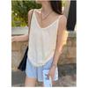 Women V-neck Spaghetti Strap Camisole Casual Solid Color Bamboo Cotton Lightweight Tank Top
