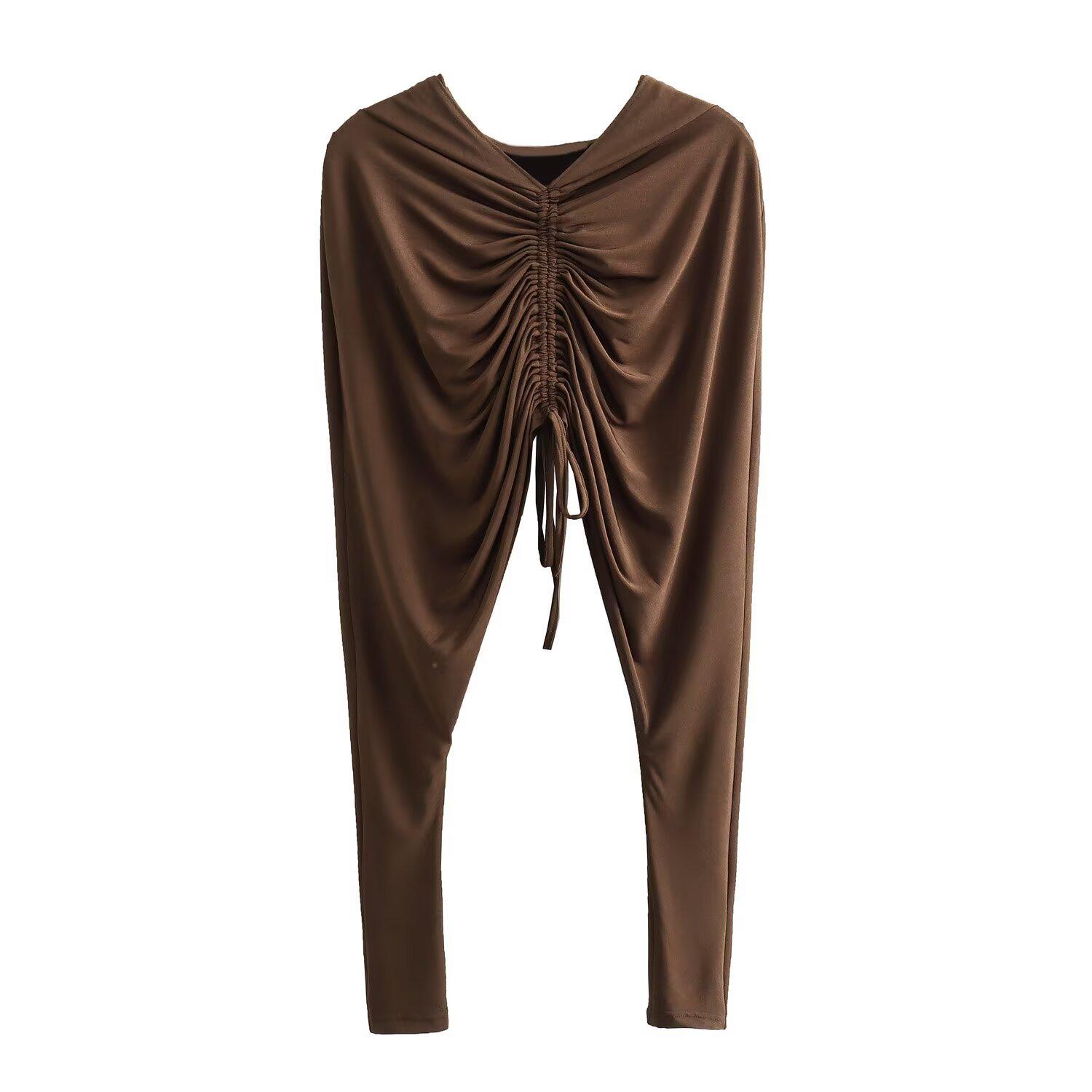 

2024 Женский плиссированный худи зимний уличный топ Small