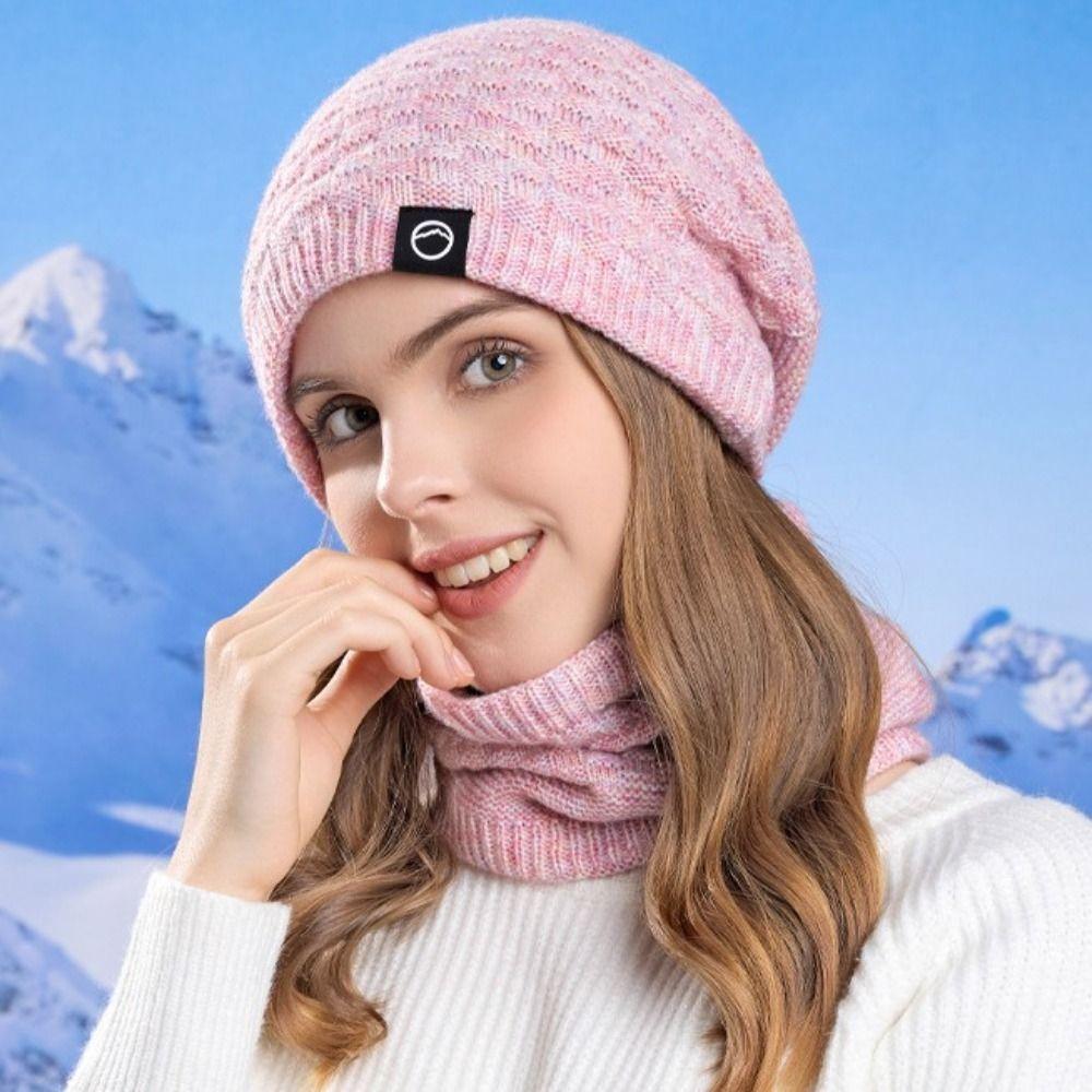 2PCS/Set Soft Knitted Hat Warm Beanie Cap Gift Women Hats Scarfs Set  for Women