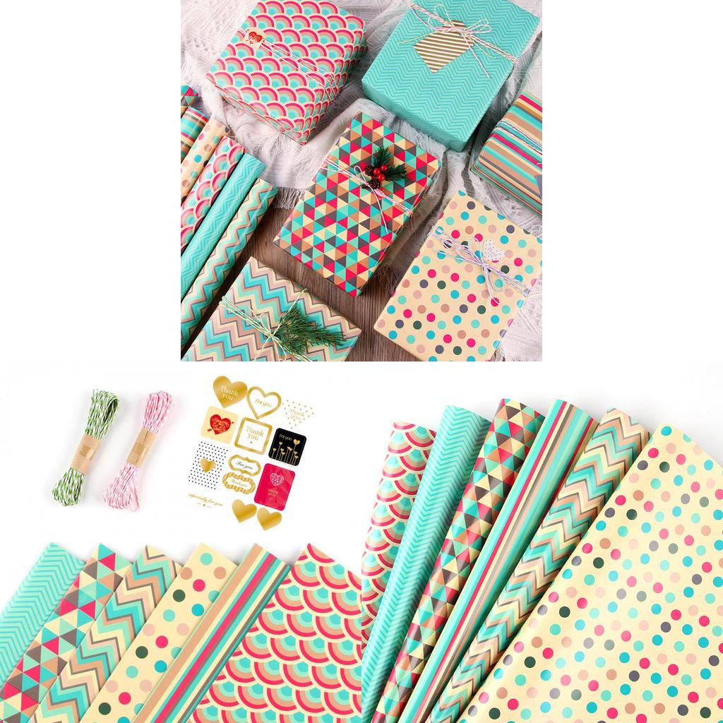 Copperboard Gift Wrap Paper Pack With Colorful Patterns For Special Occasions