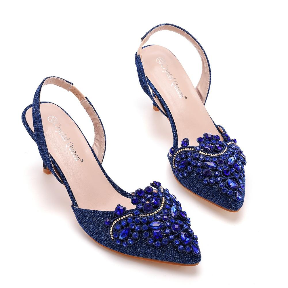 6 Cm Shallow Tip Sandals Color-changing Cloth Thin Heels Large Size Banquet Sandals for Women Size 42 Size 43 High Heels Sandals