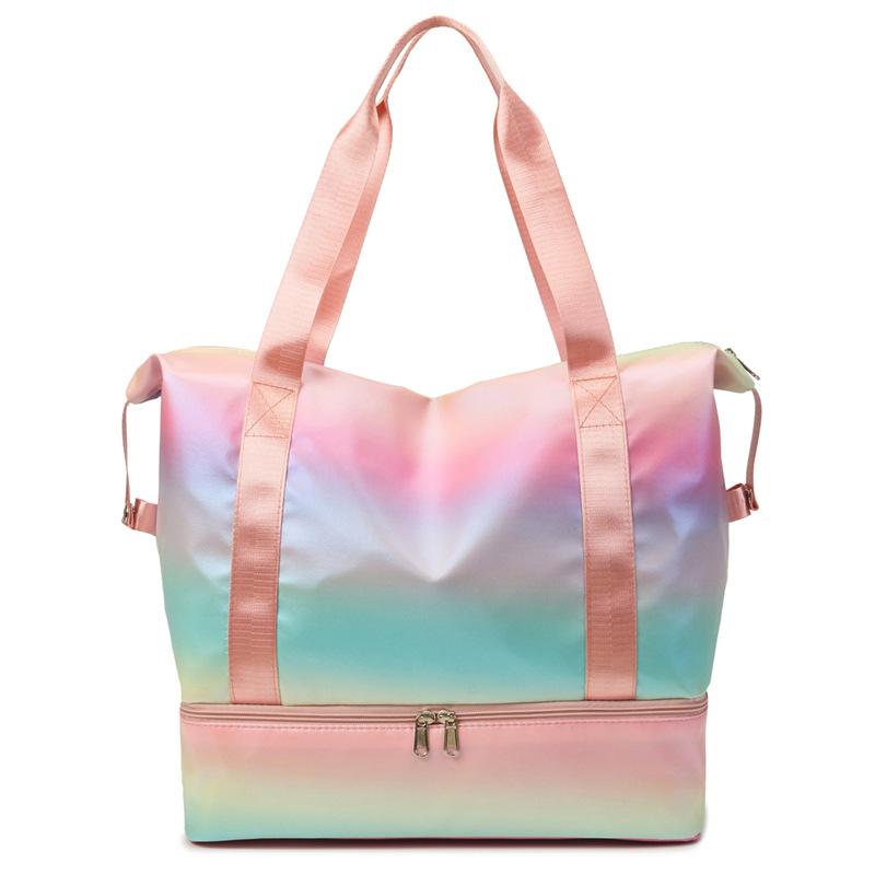 Fashion colorful portable swimming fitness bag dry and wet belt shoe compartment duffel bag moving storage bag maternity bag
