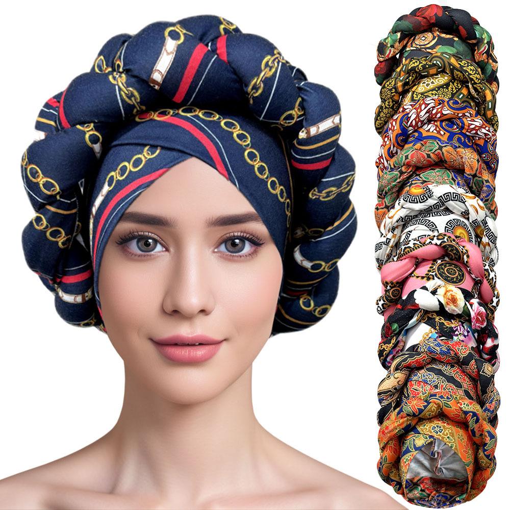Ethnic Style Headscarf Hat with Big Braids – Popular European/American Head Wrap
