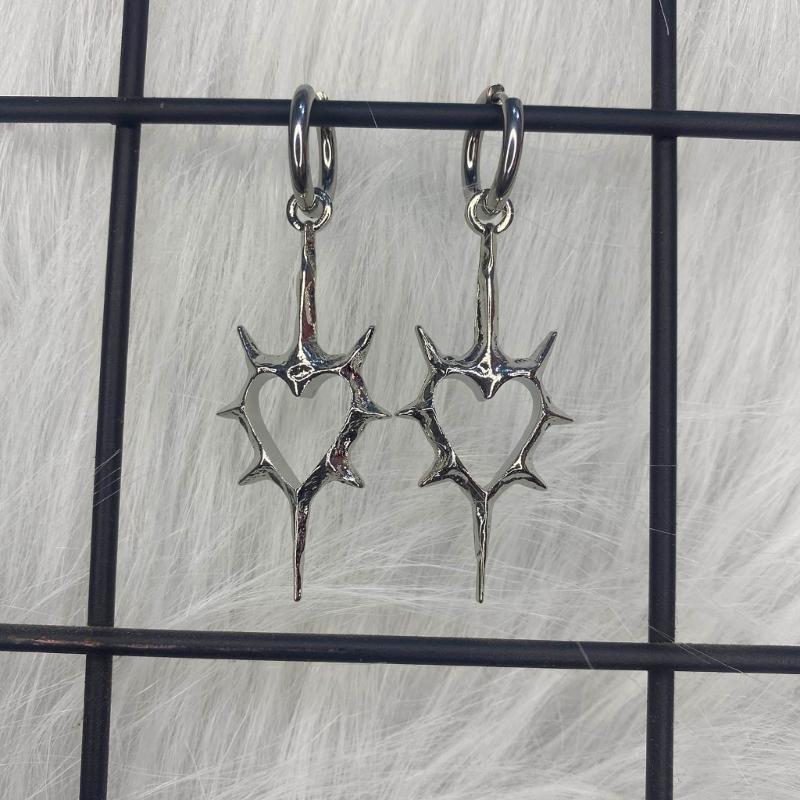 Unique Pendant Earring Punk Thorn Heart Dangle Earrings Hip Hop Hoop Earrings